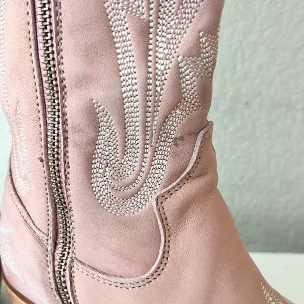 Lane LEXINGTON Over the Knee Pink Cowboy Boots Western Cowgirl Snip Toe Tall 6.5
